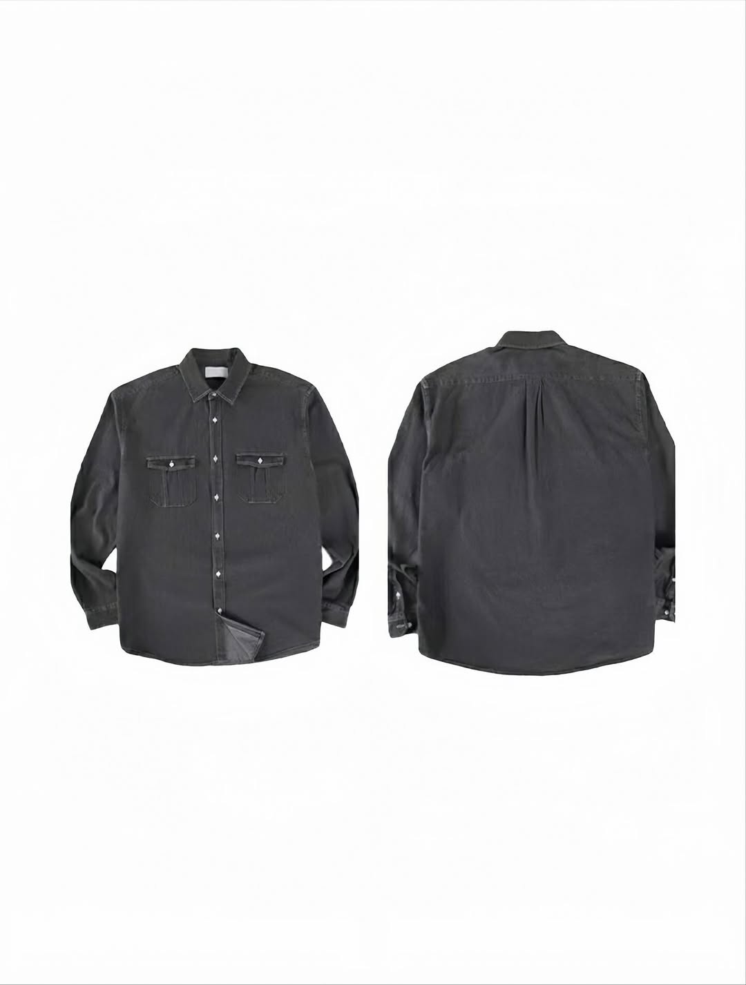 韓系 12oz 丹寧工裝襯衫 厚磅牛仔 雙口袋設計 寬鬆版型