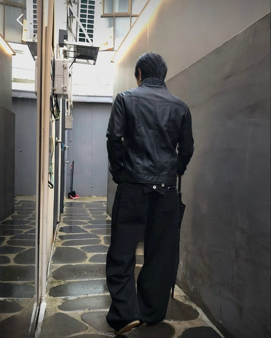 韓系小羊皮立領機車外套 男女同款 復古皮褸