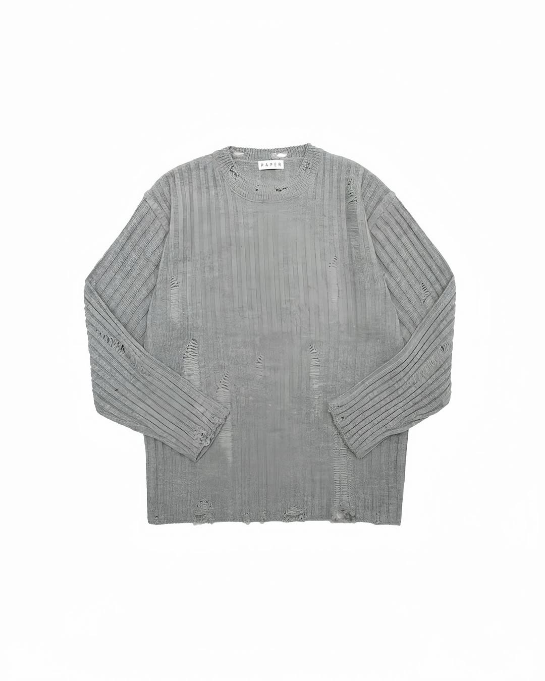 韓系破壞水洗針織毛衣 復古破洞設計 寬鬆圓領