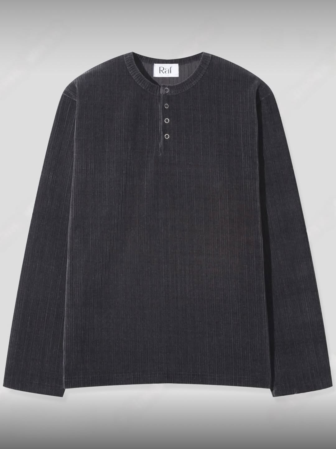 韓系立體條紋亨利領長袖上衣 復古紋理 寬鬆版型