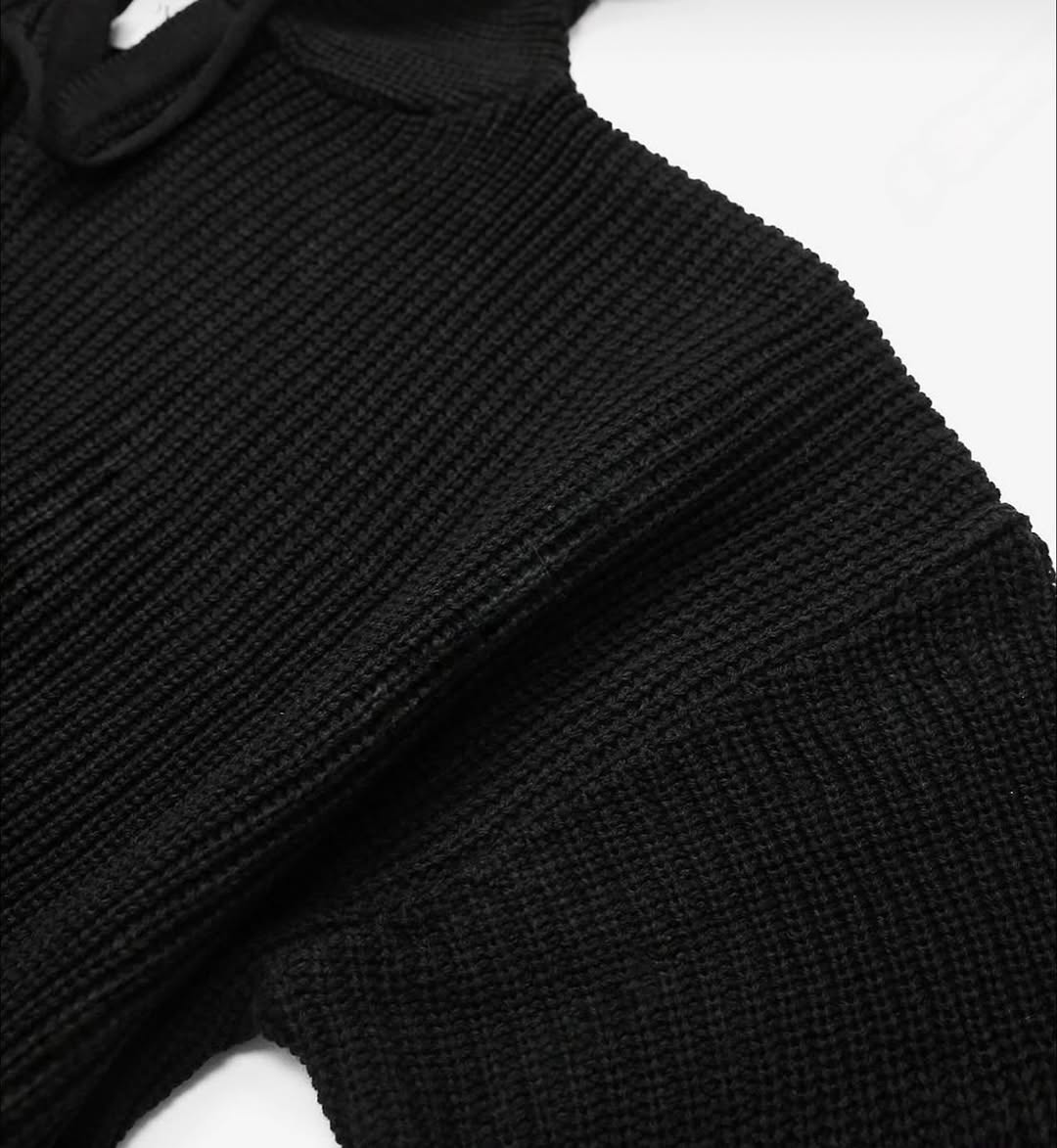 韓系立體針織連帽衛衣 寬鬆落肩 厚磅針織外套