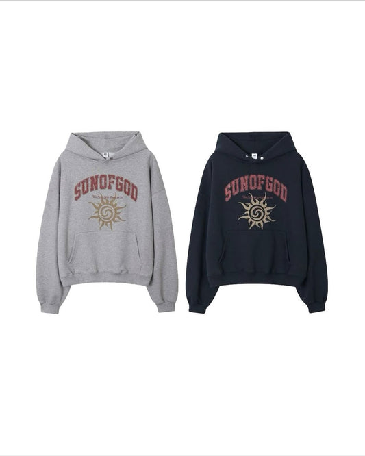 韓系圖騰印花連帽衛衣 寬鬆落肩