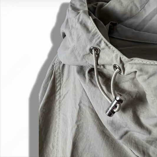 韓國斜拉鍊連帽機能衝鋒外套 防水防風 寬鬆版型