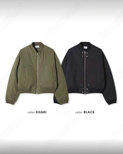 韓系短版 MA-1 飛行外套 寬鬆棒球外套 軍綠黑色